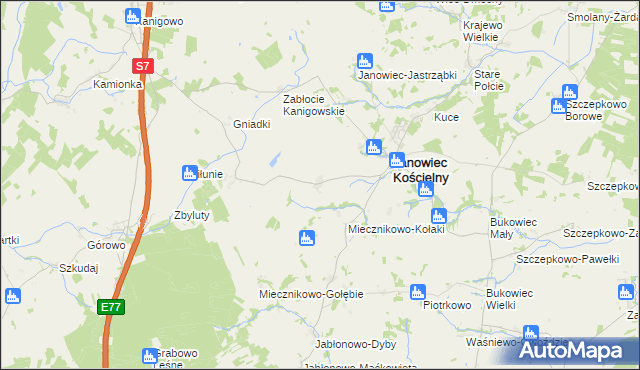 mapa Janowiec-Leśniki, Janowiec-Leśniki na mapie Targeo