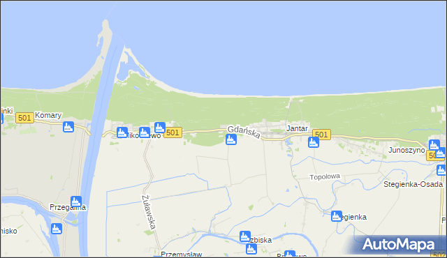 mapa Jantar-Leśniczówka, Jantar-Leśniczówka na mapie Targeo