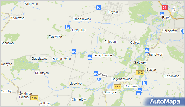 mapa Jarząbkowice gmina Kostomłoty, Jarząbkowice gmina Kostomłoty na mapie Targeo