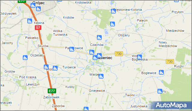 mapa Jasieniec powiat grójecki, Jasieniec powiat grójecki na mapie Targeo