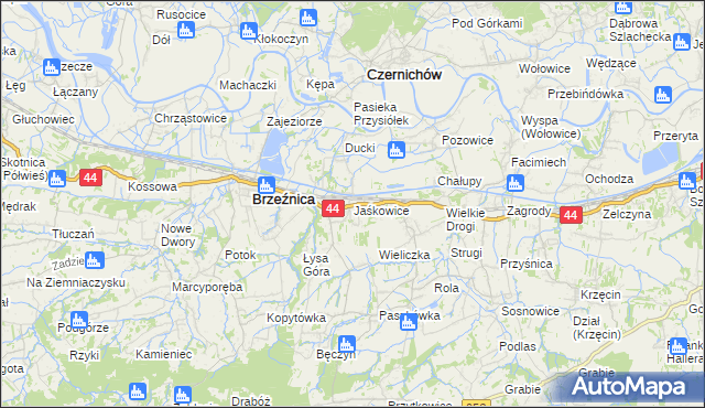 mapa Jaśkowice gmina Skawina, Jaśkowice gmina Skawina na mapie Targeo