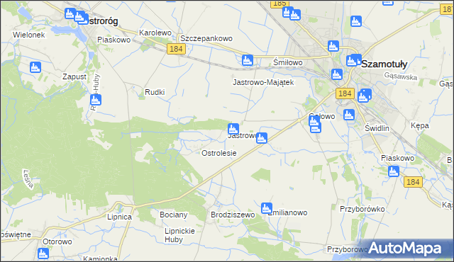 mapa Jastrowo, Jastrowo na mapie Targeo