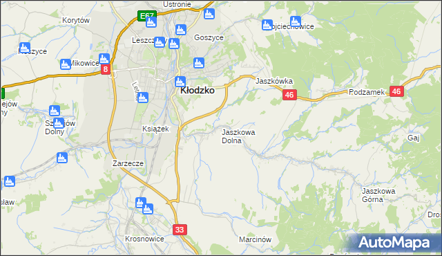 mapa Jaszkowa Dolna, Jaszkowa Dolna na mapie Targeo