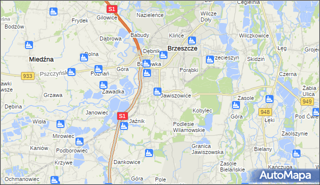 mapa Jawiszowice, Jawiszowice na mapie Targeo