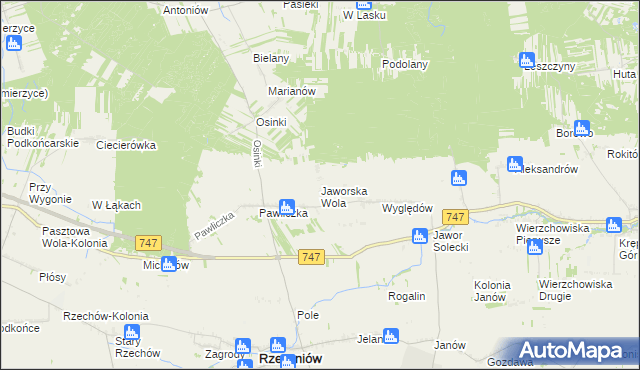 mapa Jaworska Wola, Jaworska Wola na mapie Targeo