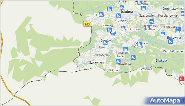 mapa Jaworzynka, Jaworzynka na mapie Targeo