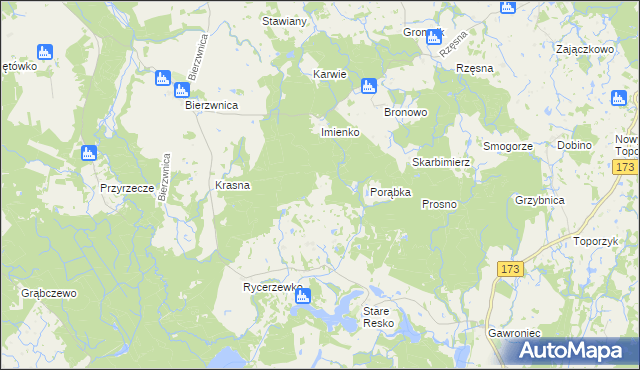 mapa Jaźwiny gmina Połczyn-Zdrój, Jaźwiny gmina Połczyn-Zdrój na mapie Targeo