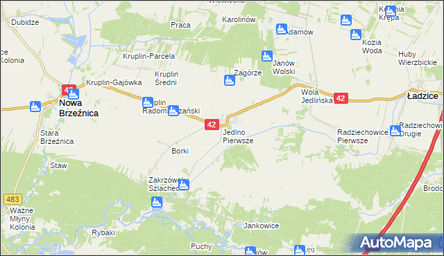 mapa Jedlno Pierwsze, Jedlno Pierwsze na mapie Targeo