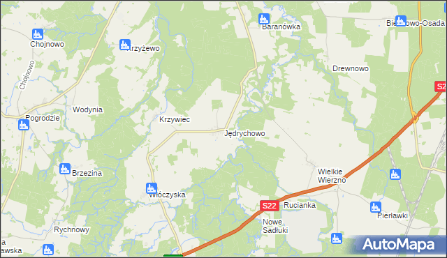 mapa Jędrychowo gmina Frombork, Jędrychowo gmina Frombork na mapie Targeo