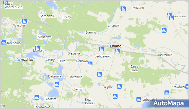 mapa Jędrzejewo gmina Lniano, Jędrzejewo gmina Lniano na mapie Targeo