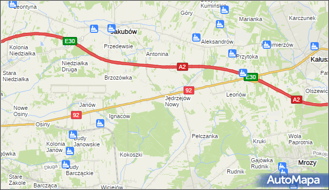 mapa Jędrzejów Nowy, Jędrzejów Nowy na mapie Targeo