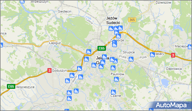 mapa Jelenia Góra, Jelenia Góra na mapie Targeo