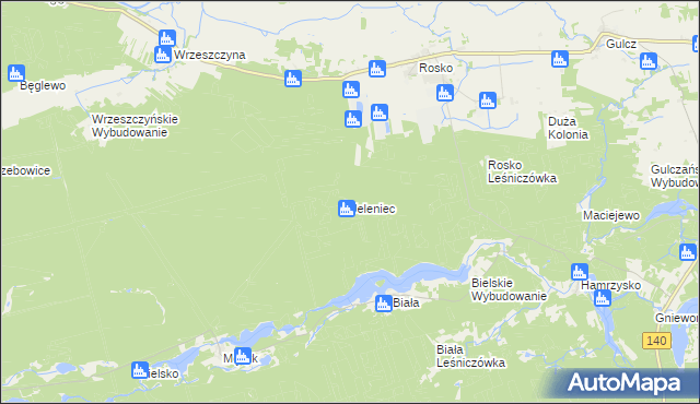 mapa Jeleniec gmina Wieleń, Jeleniec gmina Wieleń na mapie Targeo