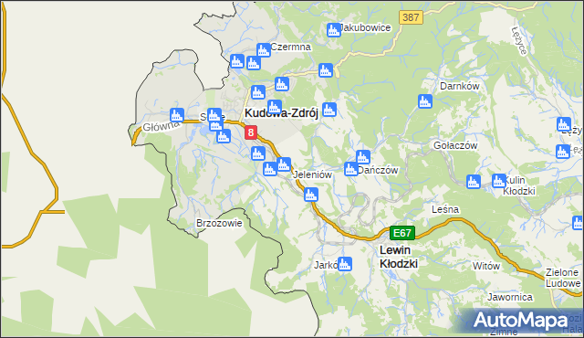 mapa Jeleniów gmina Lewin Kłodzki, Jeleniów gmina Lewin Kłodzki na mapie Targeo