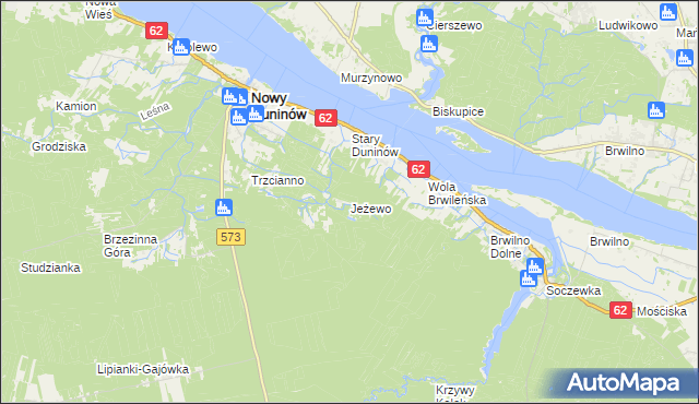 mapa Jeżewo gmina Nowy Duninów, Jeżewo gmina Nowy Duninów na mapie Targeo