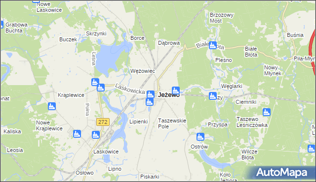 mapa Jeżewo powiat świecki, Jeżewo powiat świecki na mapie Targeo