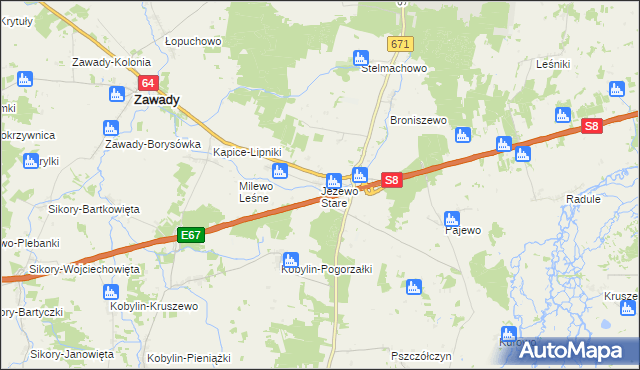 mapa Jeżewo Stare, Jeżewo Stare na mapie Targeo