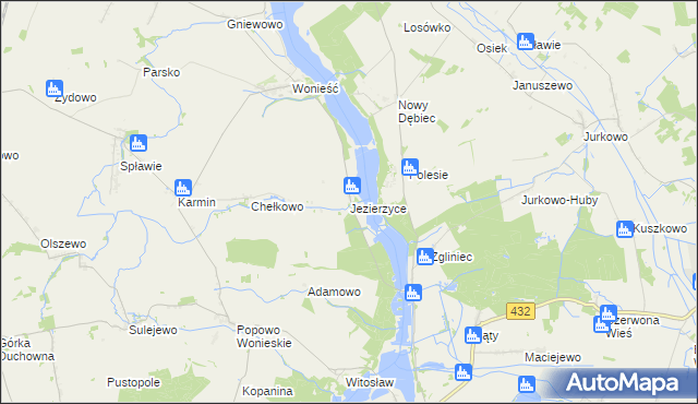 mapa Jezierzyce gmina Śmigiel, Jezierzyce gmina Śmigiel na mapie Targeo