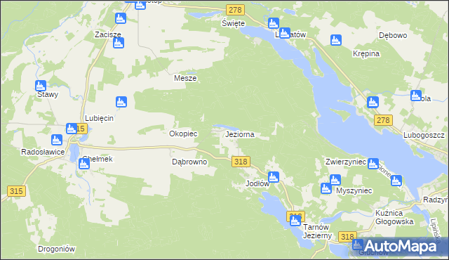 mapa Jeziorna gmina Nowa Sól, Jeziorna gmina Nowa Sól na mapie Targeo