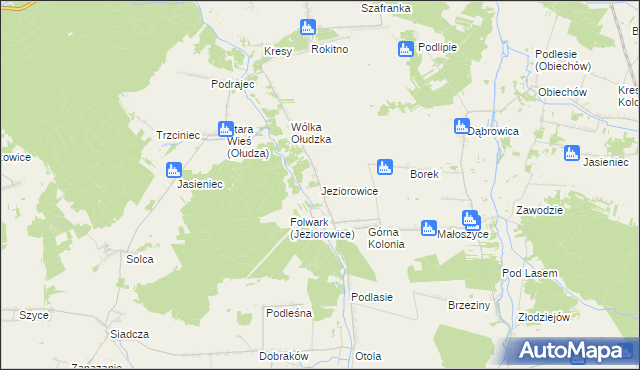 mapa Jeziorowice, Jeziorowice na mapie Targeo