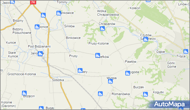 mapa Józefków gmina Zawichost, Józefków gmina Zawichost na mapie Targeo