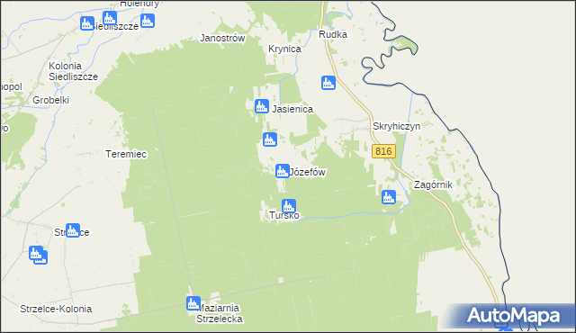 mapa Józefów gmina Dubienka, Józefów gmina Dubienka na mapie Targeo