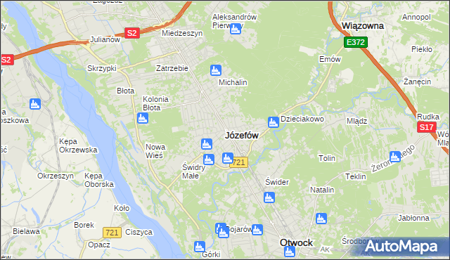 mapa Józefów powiat otwocki, Józefów powiat otwocki na mapie Targeo