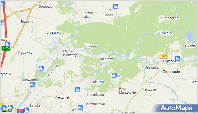 mapa Józefowo gmina Lubicz, Józefowo gmina Lubicz na mapie Targeo