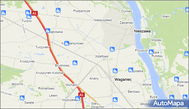 mapa Józefowo gmina Waganiec, Józefowo gmina Waganiec na mapie Targeo