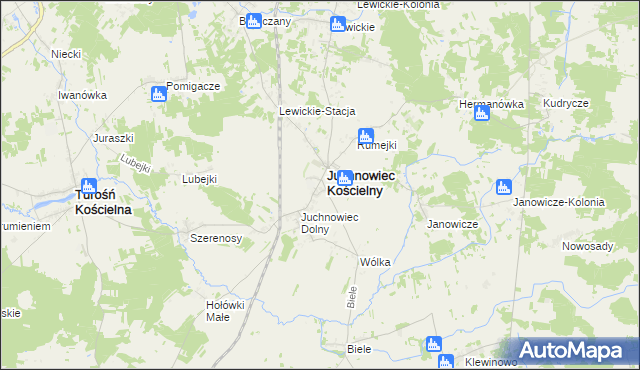 mapa Juchnowiec Górny, Juchnowiec Górny na mapie Targeo