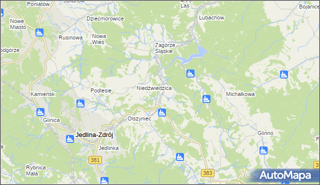 mapa Jugowice gmina Walim, Jugowice gmina Walim na mapie Targeo