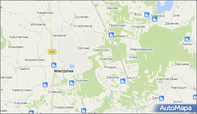 mapa Julianowo gmina Wierzbinek, Julianowo gmina Wierzbinek na mapie Targeo