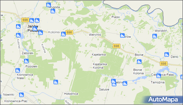 mapa Kajetanka, Kajetanka na mapie Targeo