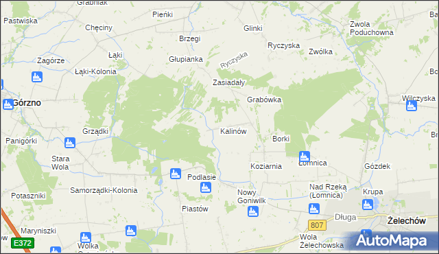 mapa Kalinów gmina Żelechów, Kalinów gmina Żelechów na mapie Targeo