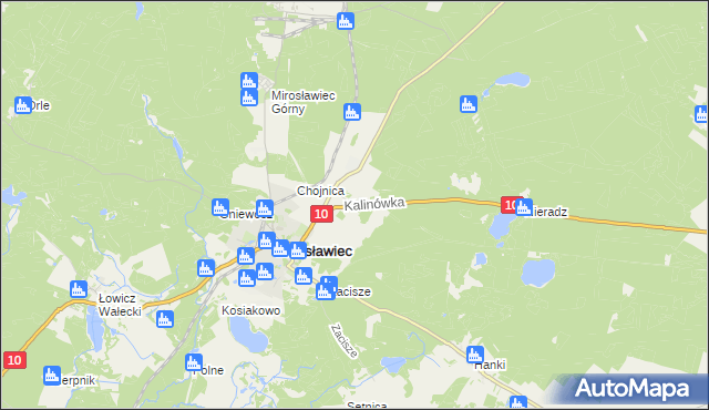 mapa Kalinówka gmina Mirosławiec, Kalinówka gmina Mirosławiec na mapie Targeo