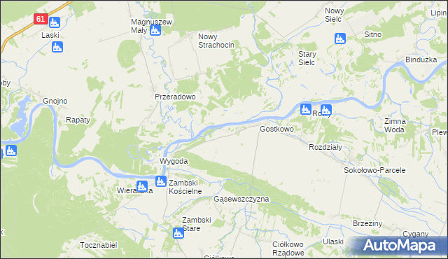 mapa Kalinowo gmina Obryte, Kalinowo gmina Obryte na mapie Targeo