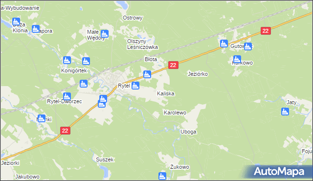 mapa Kaliska gmina Czersk, Kaliska gmina Czersk na mapie Targeo