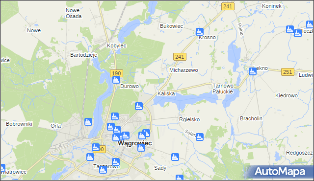 mapa Kaliska gmina Wągrowiec, Kaliska gmina Wągrowiec na mapie Targeo