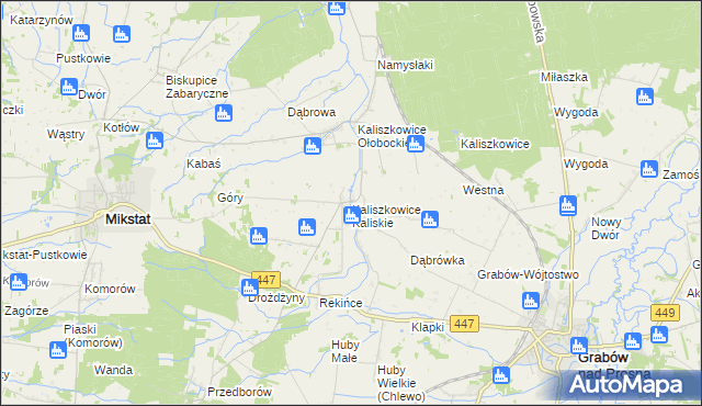 mapa Kaliszkowice Kaliskie, Kaliszkowice Kaliskie na mapie Targeo