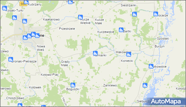 mapa Kamianki gmina Jedwabne, Kamianki gmina Jedwabne na mapie Targeo