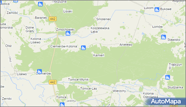 mapa Kamień gmina Pyzdry, Kamień gmina Pyzdry na mapie Targeo