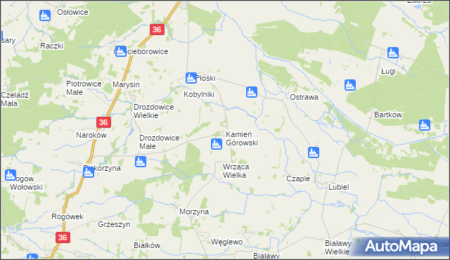 mapa Kamień Górowski, Kamień Górowski na mapie Targeo