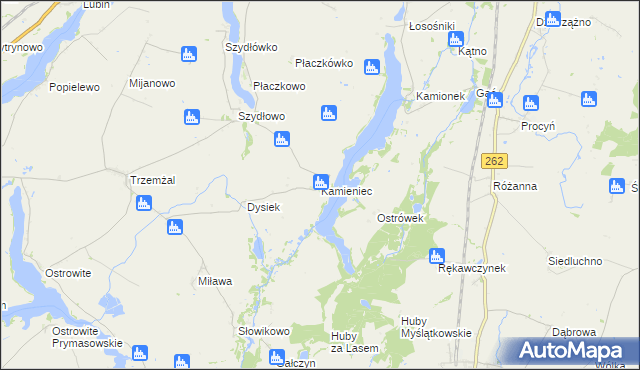 mapa Kamieniec gmina Trzemeszno, Kamieniec gmina Trzemeszno na mapie Targeo