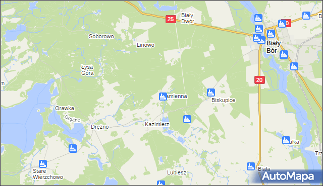 mapa Kamienna gmina Biały Bór, Kamienna gmina Biały Bór na mapie Targeo