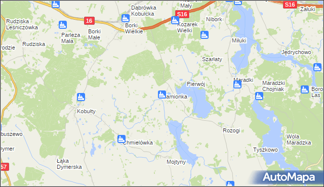 mapa Kamionka gmina Biskupiec, Kamionka gmina Biskupiec na mapie Targeo