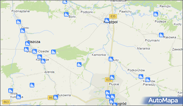 mapa Kamionka gmina Księżpol, Kamionka gmina Księżpol na mapie Targeo