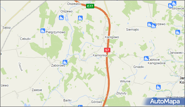 mapa Kamionka gmina Nidzica, Kamionka gmina Nidzica na mapie Targeo