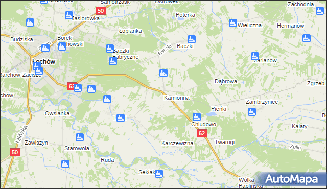 mapa Kamionna gmina Łochów, Kamionna gmina Łochów na mapie Targeo