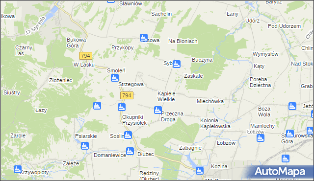 mapa Kąpiele Wielkie, Kąpiele Wielkie na mapie Targeo