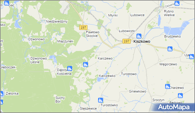 mapa Karczewo gmina Kiszkowo, Karczewo gmina Kiszkowo na mapie Targeo